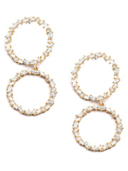 Circle Baguette Rhinestone Drop Earrings