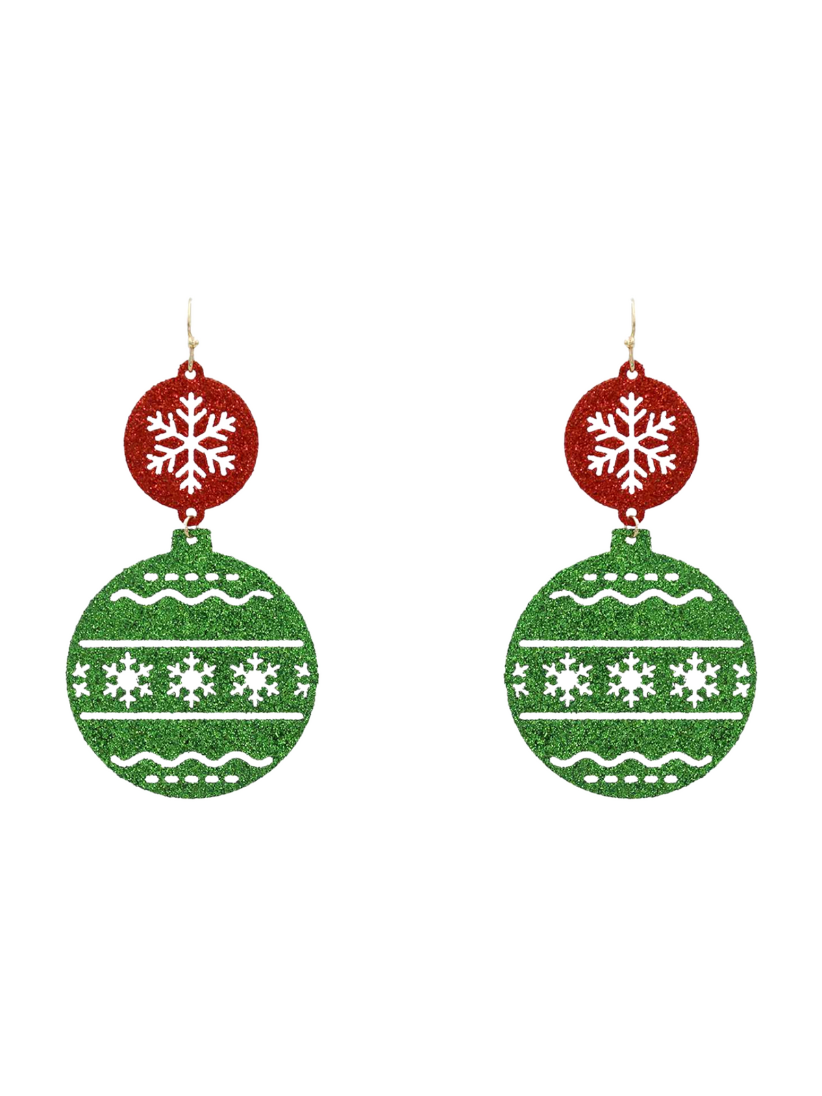 Christmas Ornament Glitter Dangle Earrings