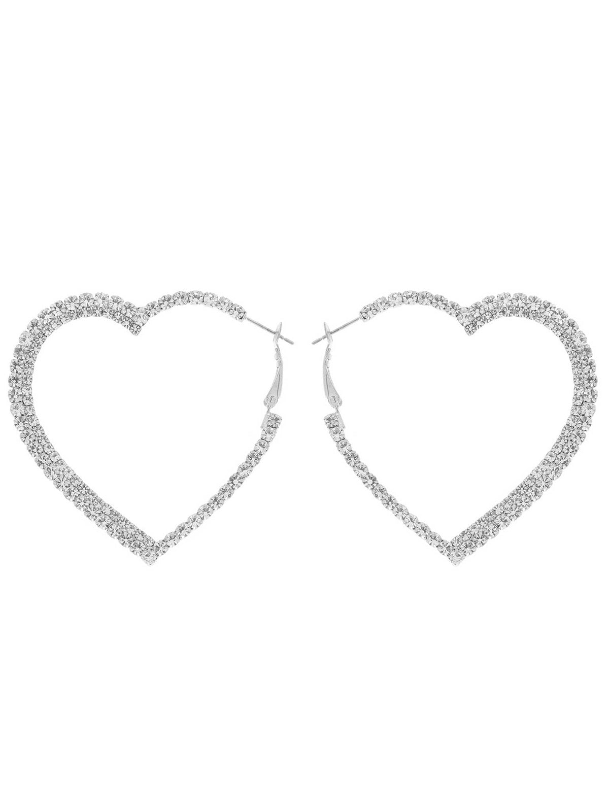 Crystal Rhinestone Heart Hoop Earrings