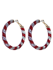 Candy Cane Rhinestone Hoop Earrings