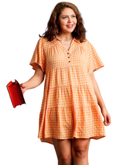 Curvy Leave it On the Field Gingham Dress