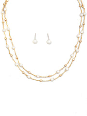 Layered Pearl Statement Necklace Set