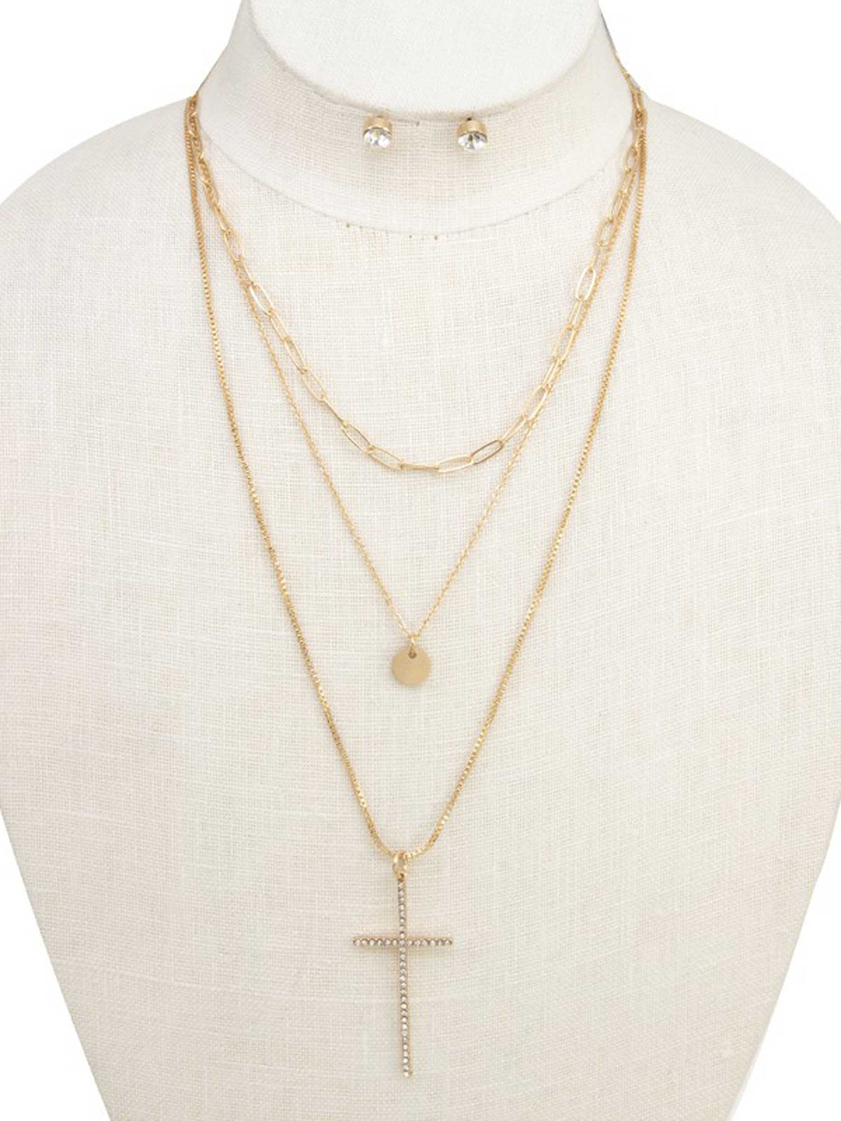 Layered Cross Pendant Necklace