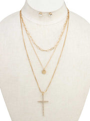 Layered Cross Pendant Necklace
