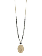 Oval Hammered Metal Necklace