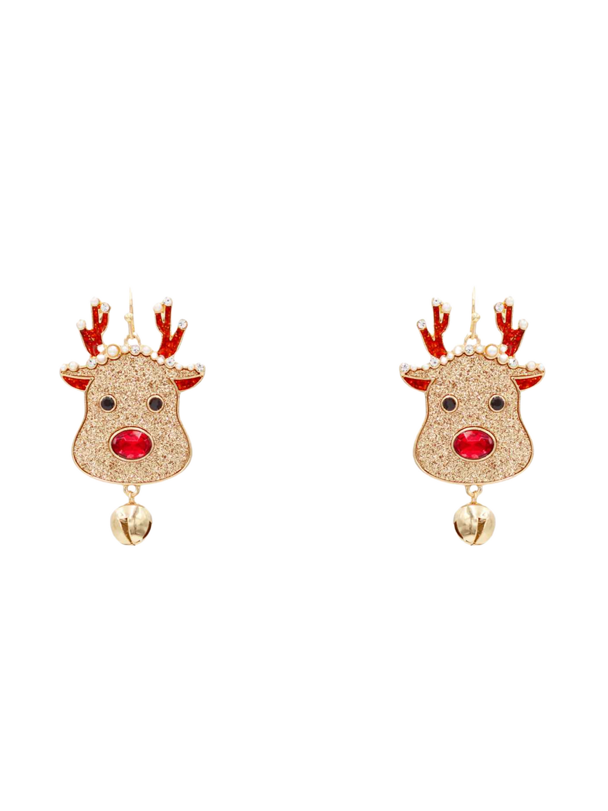 Christmas Rudolph Glitter Dangle Earrings