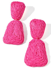 Raffia Wrapped Metal Dangle Earrings