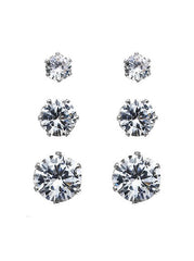 CZ Round 3 Pair Earring Set