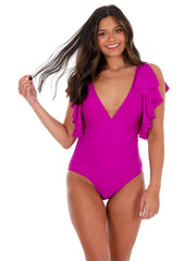 Beach Chic Ruffle Sleeve One Piece Swimsuit