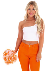 Win is A Win Buckle One Shoulder Top