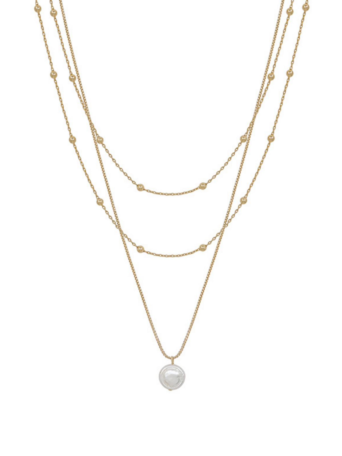 Coin Pearl Pendant Dot Chain Necklace