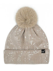 All Over Sequin Pom Beanie