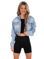 Chenille KNOX Elastic Cropped Denim Jacket
