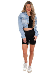 Chenille KNOX Elastic Cropped Denim Jacket