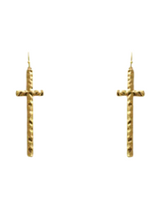 Cross Hammered Metal Drop Earrings
