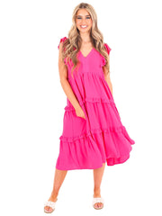 A Little Love Ruffle Midi Dress