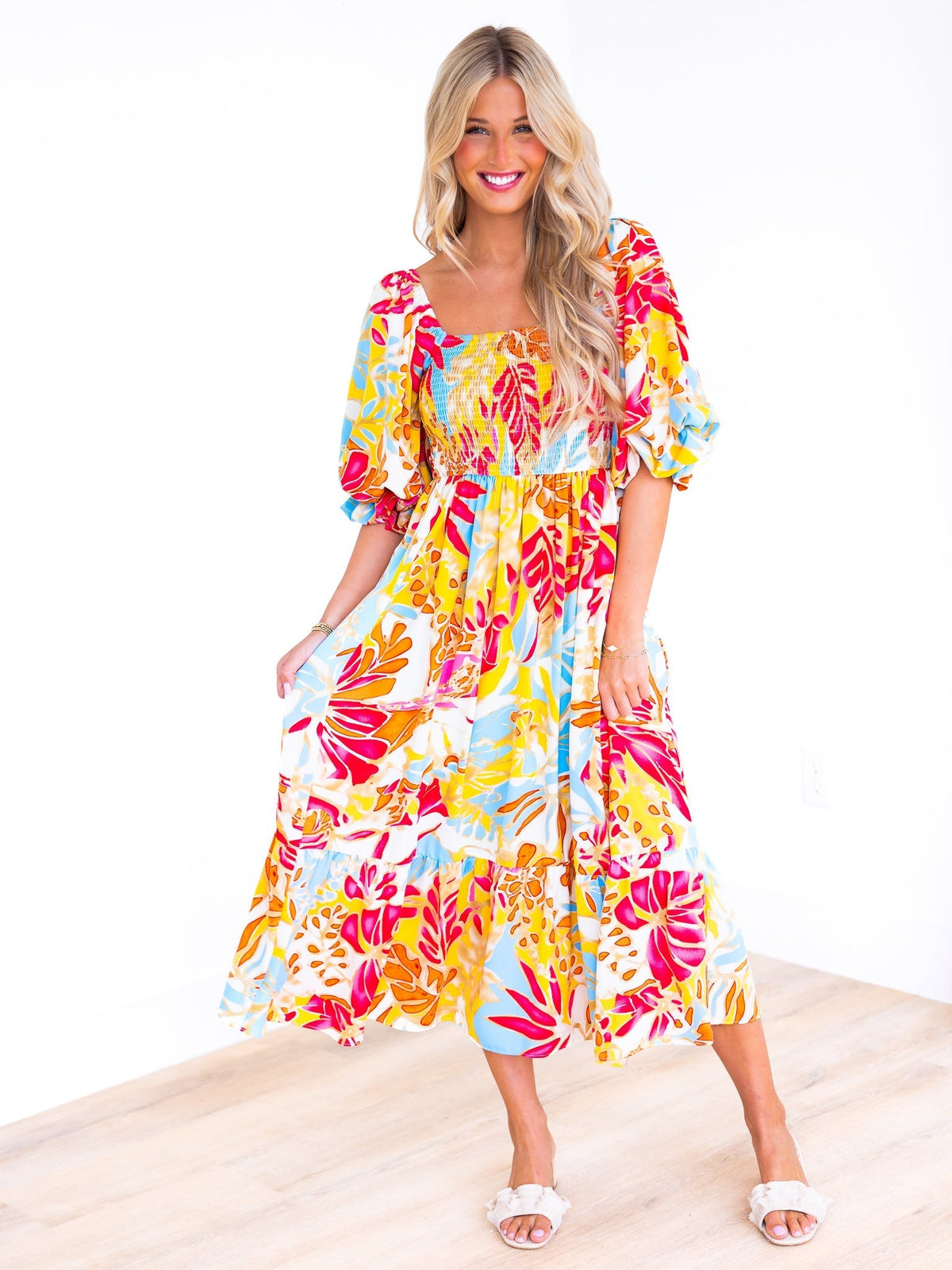 Love Power Print Midi Dress