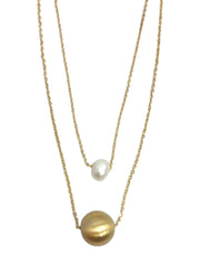 Metal Ball w/ Fresh Water Pearl Necklace
