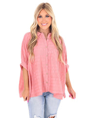 Slow it Down Textured Button Down Top