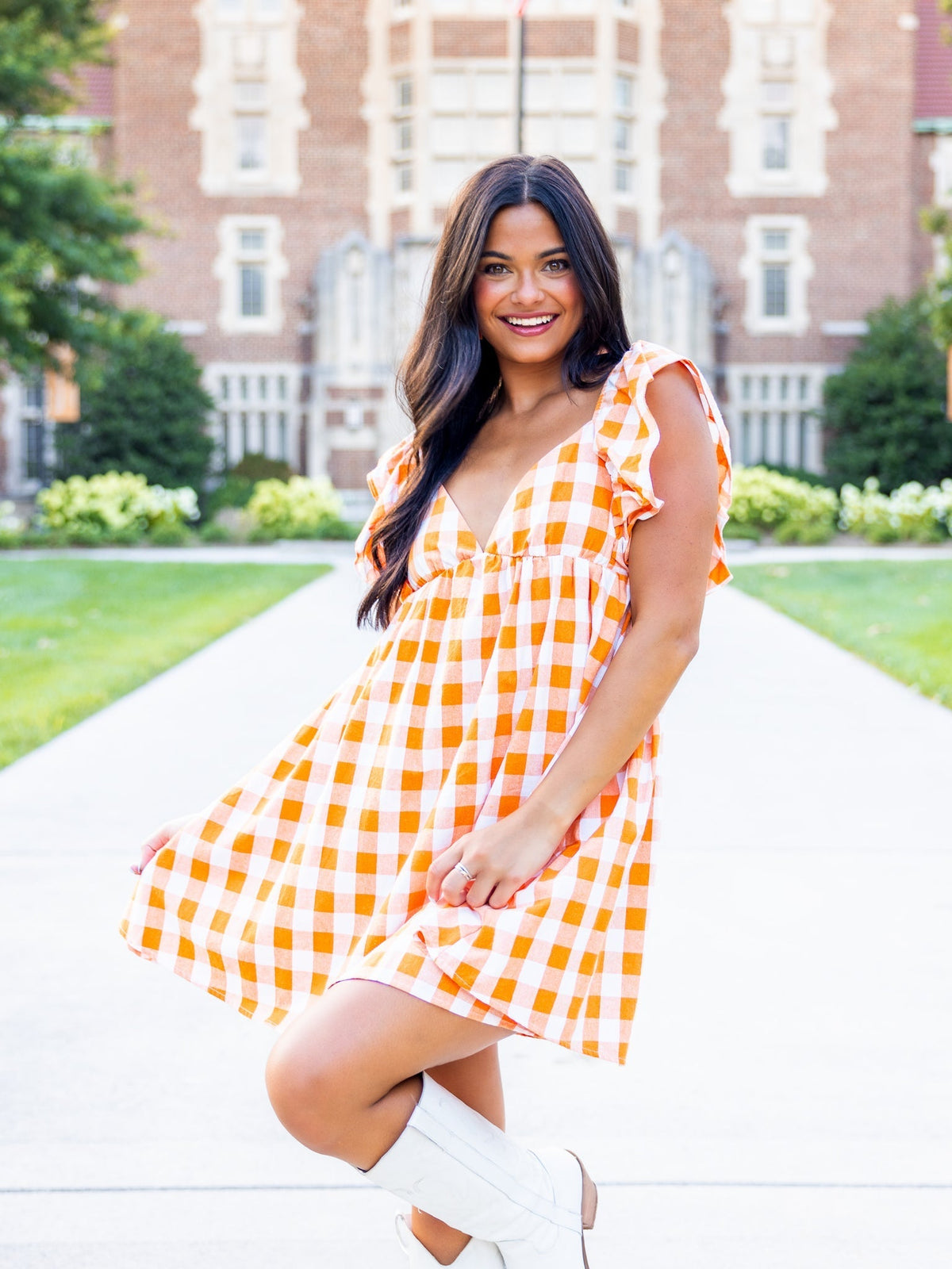 Get Rowdy Gingham Dress