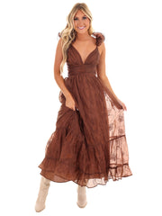 A Vision in Floral Embroidered Maxi Dress