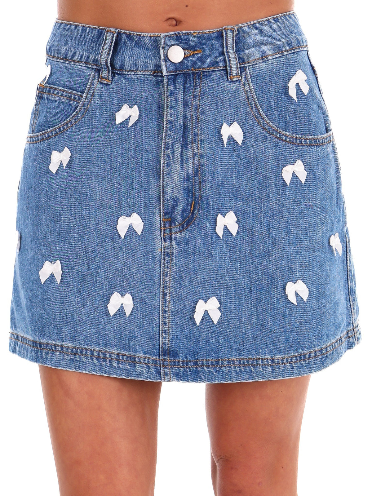 It's A Girl Thing Ribbon Denim Skirt