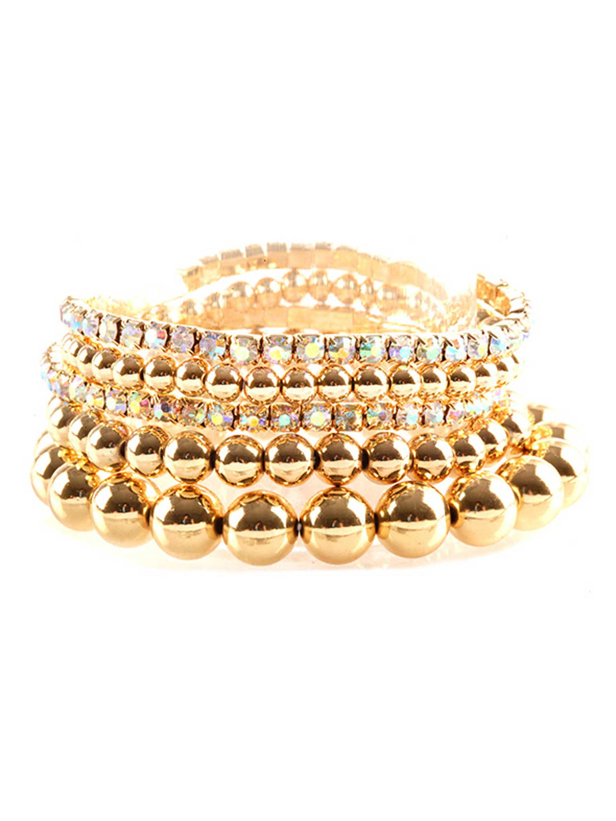Rhinestone & CCB Elastic Gold Bracelet