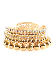 Rhinestone & CCB Elastic Gold Bracelet
