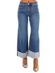 Uptown Fit High Rise Wide Leg Cuffed Jeans