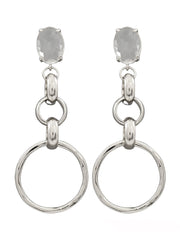 Oval Crystal & Chain Link Earrings