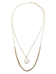 Layered Natural Stone & Metal Necklace