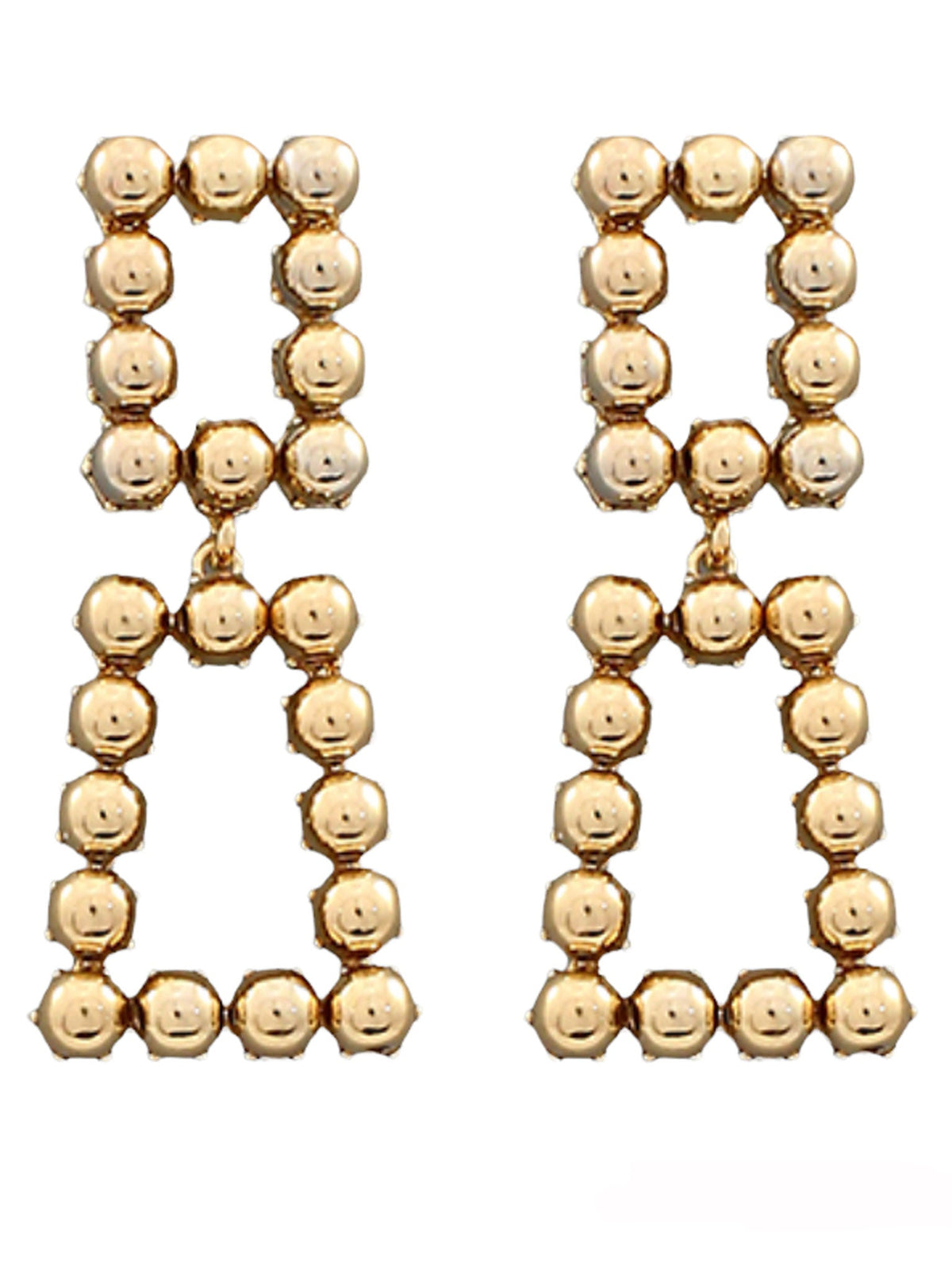 2 Square Gold Linked Earrings