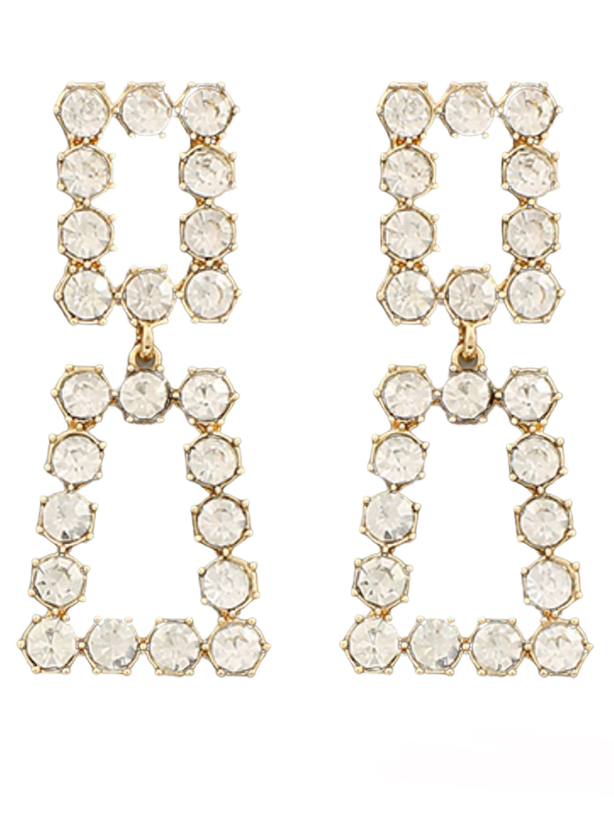 2 Square Crystal Linked Earrings