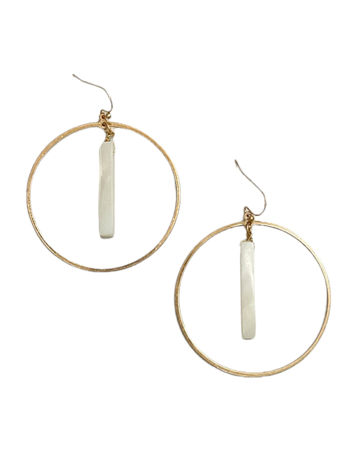 Metal Hoop with Shell Dangle Earrings