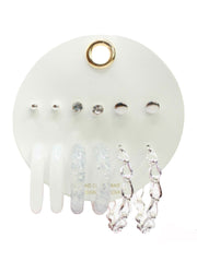 Assorted Clear/Silver Hoop and Stud Earrings