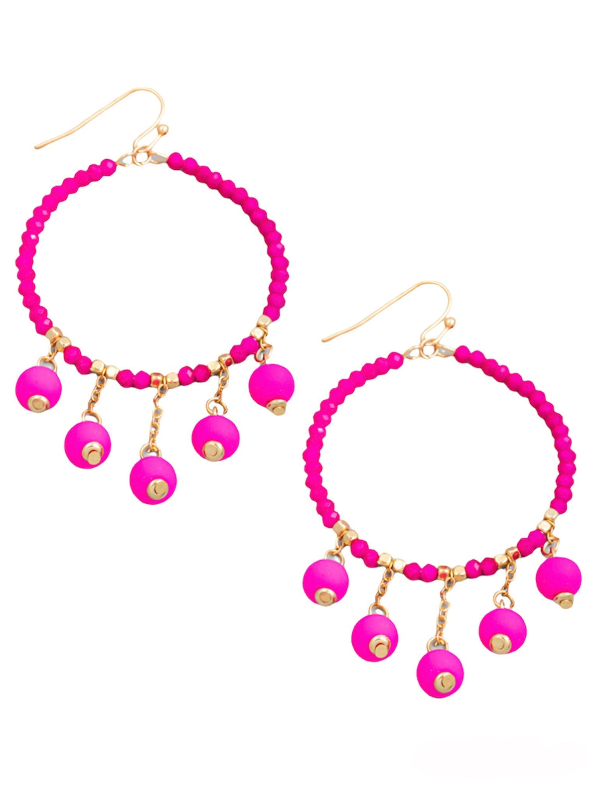 Circle Beaded Fringe Drop Earrings