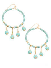 Circle Beaded Fringe Drop Earrings