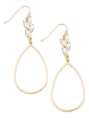 Rhinestone Leaf Teardrop Cutout Earrings