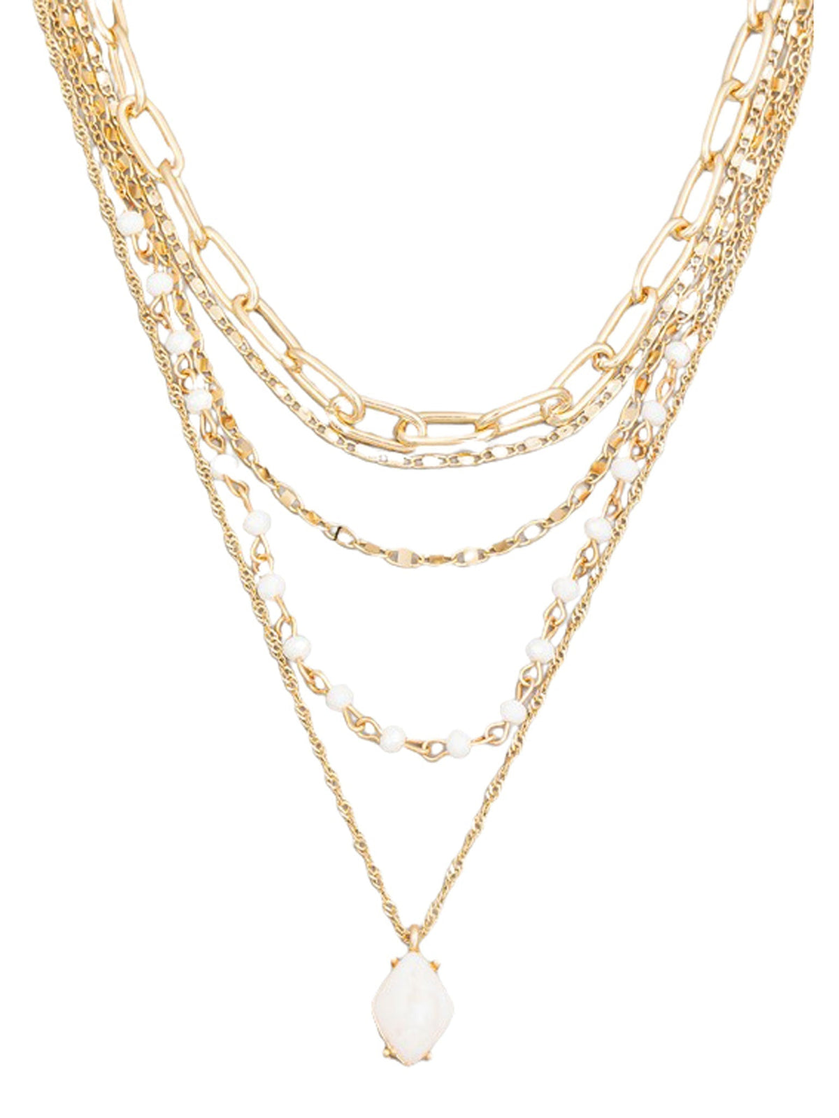 Diamond Stone Charm Layered Necklace