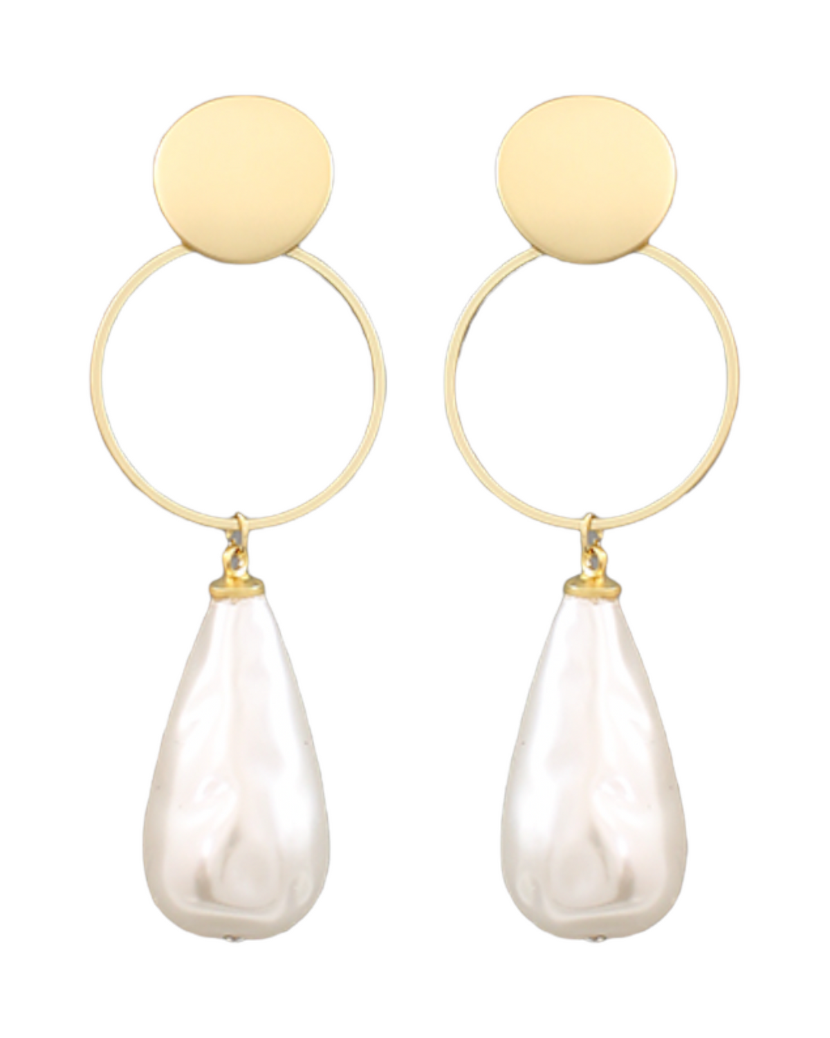 Disc & Baroque Pearls Earrings