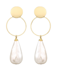 Disc & Baroque Pearls Earrings
