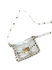 Clear Gold Studded Snap Front Handbag
