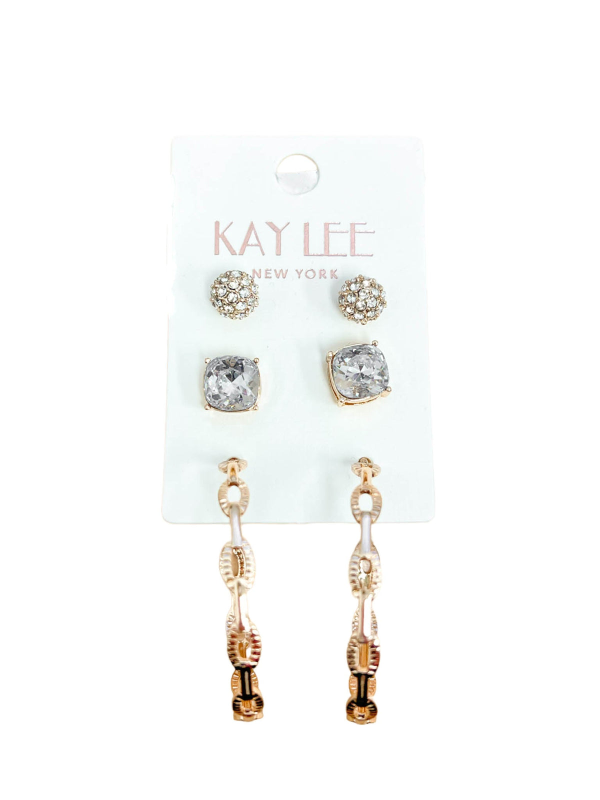 3 Pair Gold Earring Set