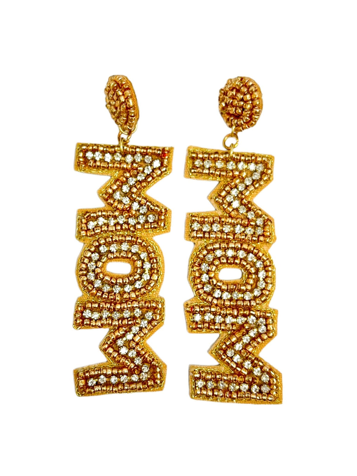 Beaded Gold Mom Earrings