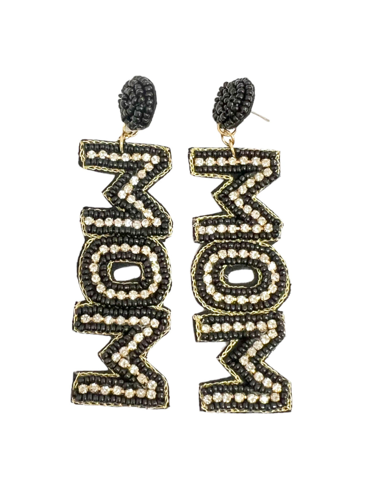 Beaded Black Mom Earrings