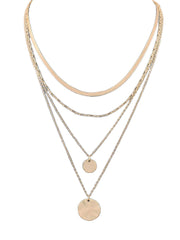 2 Hammered Disk Charm Layered Necklace