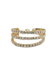 Adjustable Three Strand Rhinestone Ring
