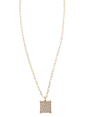 Pave Rhinestone Square Necklace