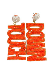 Beaded Orange Touchdown Earrings