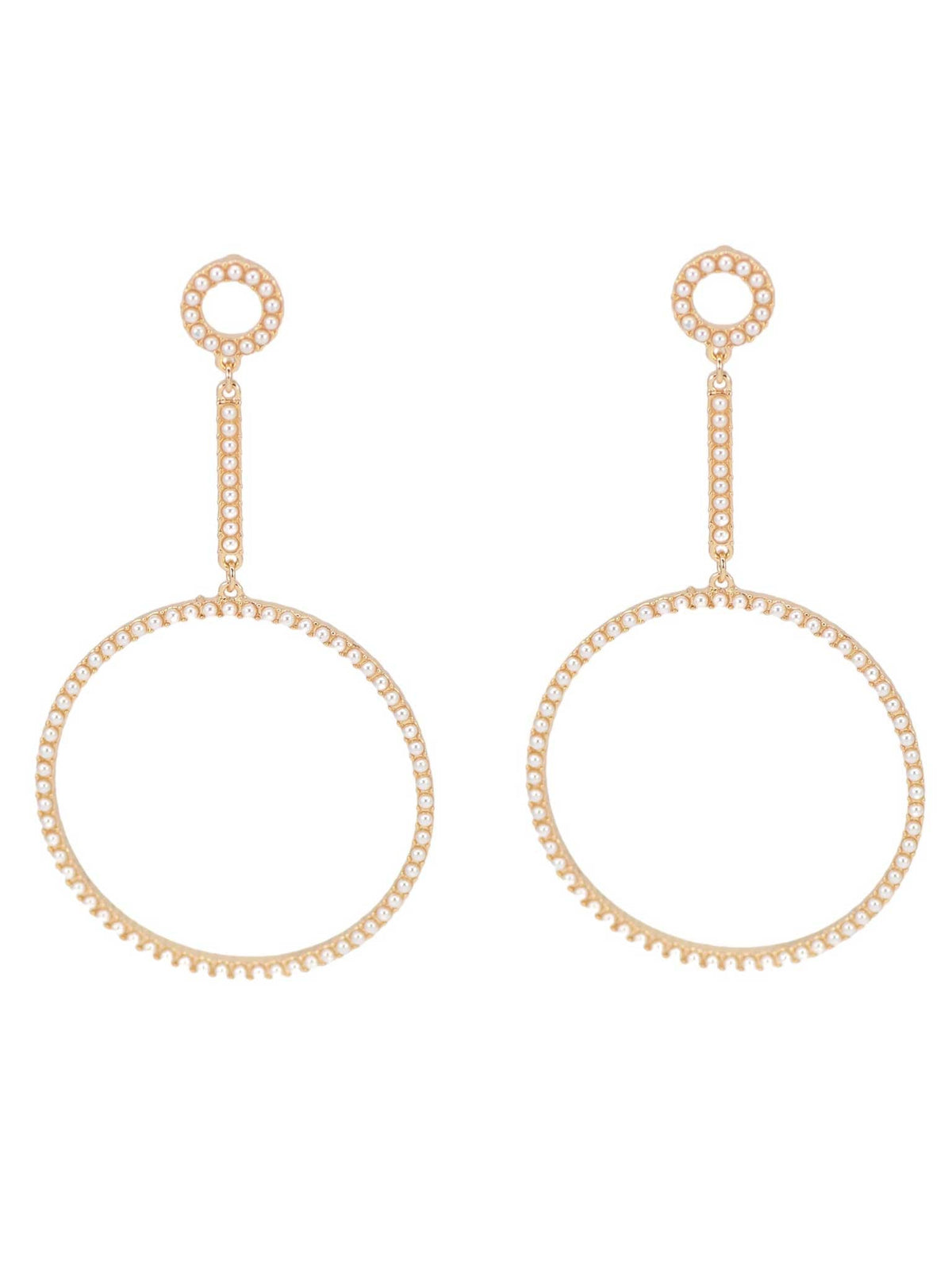 Pearl Bar Dangle Hoop Earrings